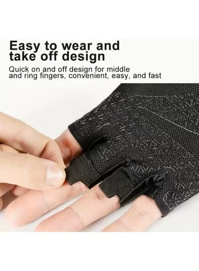 XL Polyester Half-Finger Cycling Gloves-Green colour