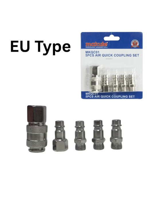 5PCS Air Quick Coupling Set 1/4" Male & Female Connectors for Air Compressor Tools (MKQC01-EU)