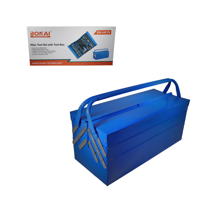 BONAI 85-Piece Socket Wrench Set – 1/2" & 1/4" Drive Ratchet Kit with Metric Bits, Chrome Vanadium Steel, Portable Repair Tool Set in Durable Metal Case for Home, Garage