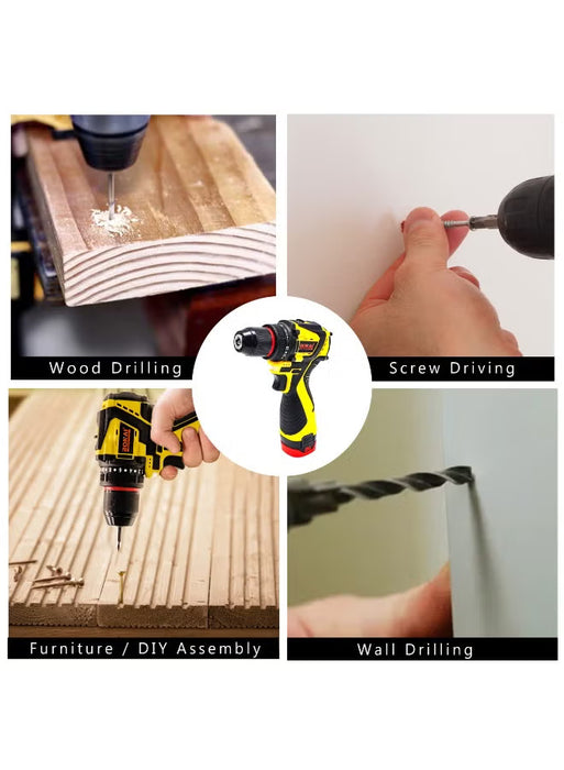 24V Cordless Drill Driver 3/8” Keyless Chuck, 2-Speed 350–1350RPM, Variable Torque, Forward Reverse Control, 21-Piece Bit & Socket Set with Carry Case (BN-HK117)