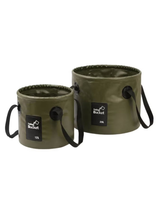 Foldable Waterproof Bucket Set 12L & 20L Heavy Duty PVC Collapsible Water Bucket for Camping Fishing Cleaning Car Wash Outdoor Storage