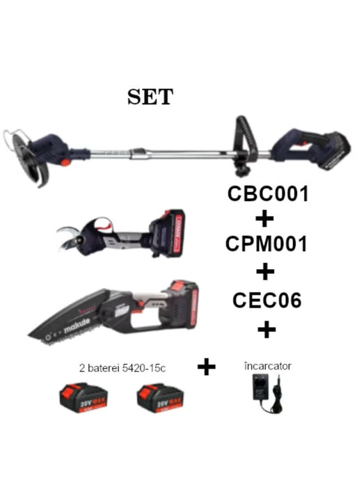 3-in-1 Cordless Garden Tool Set: 20V Pruning Machine, 6-Inch Chainsaw, Brush Cutter/Grass Trimmer with 2 Batteries & Charger – Portable, Lightweight for Lawn and Garden Maintenance, P3-DC01-2B