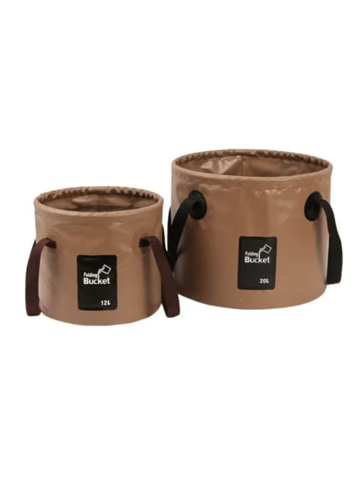 Foldable Waterproof Bucket Set 12L & 20L Heavy Duty PVC Collapsible Water Bucket for Camping Fishing Cleaning Car Wash Outdoor Storage