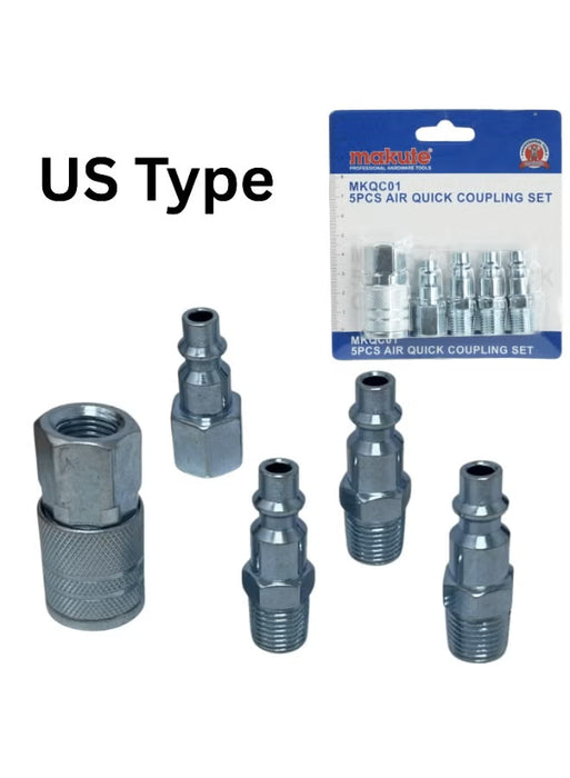 5PCS Air Quick Coupling Set 1/4" Male & Female Connectors for Air Compressor Tools (MKQC01-US)