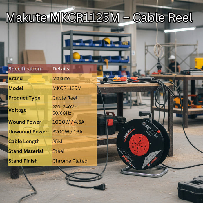 makute 25M Cable Reel (MKCR1125M)