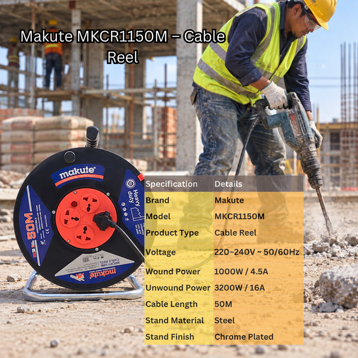makute 50M Cable Reel (MKCR1150M)