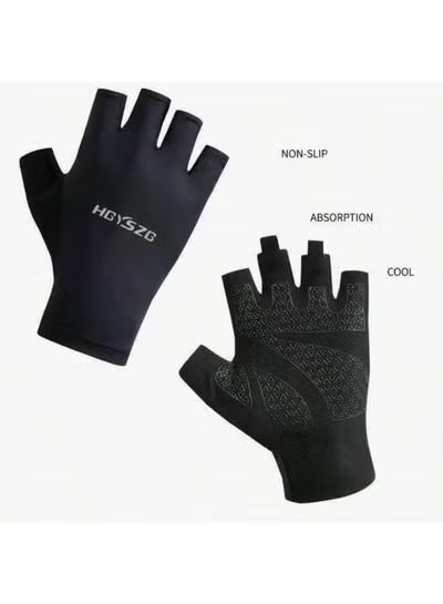XL Polyester Half-Finger Cycling Gloves-Green colour