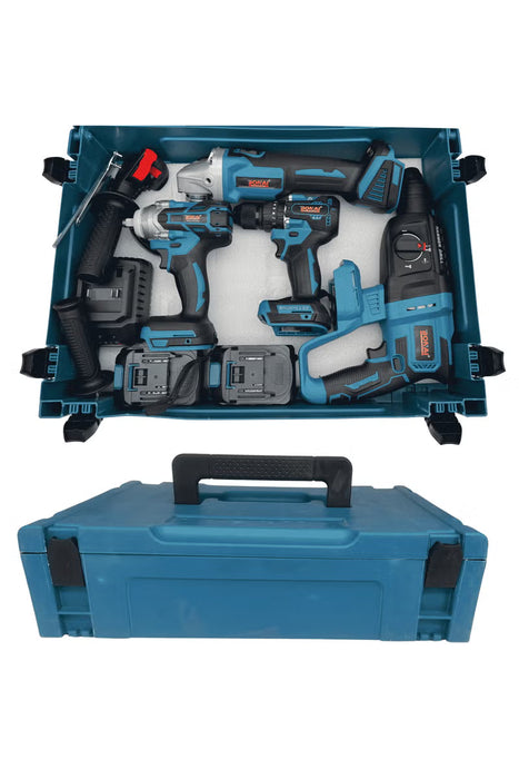 4-in-1 Cordless Brushless Power Tool Set with Drill, Impact Wrench, Hammer Drill, Grinder (BN-HK47)