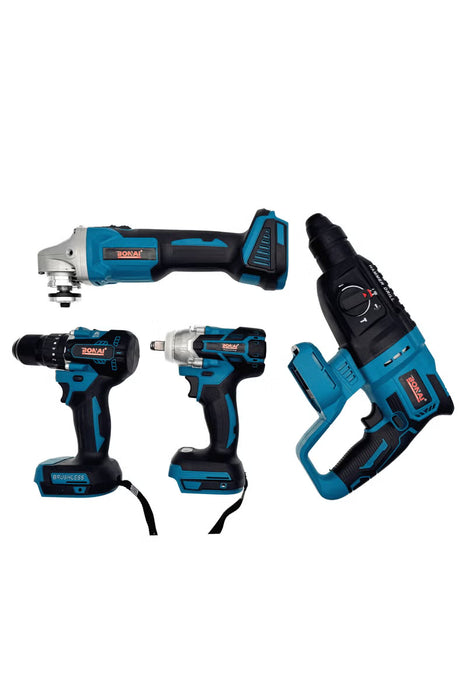 4-in-1 Cordless Brushless Power Tool Set with Drill, Impact Wrench, Hammer Drill, Grinder (BN-HK47)
