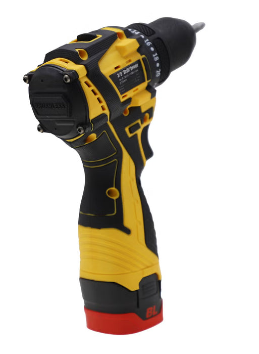 24V Cordless Drill Driver 3/8” Keyless Chuck, 2-Speed 350–1350RPM, Variable Torque, Forward Reverse Control, 21-Piece Bit & Socket Set with Carry Case (BN-HK117)